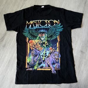 Mastadon Band T-shirt Mens Small Tulex Black Laser Owl Big Cats Heavy Metal Logo
